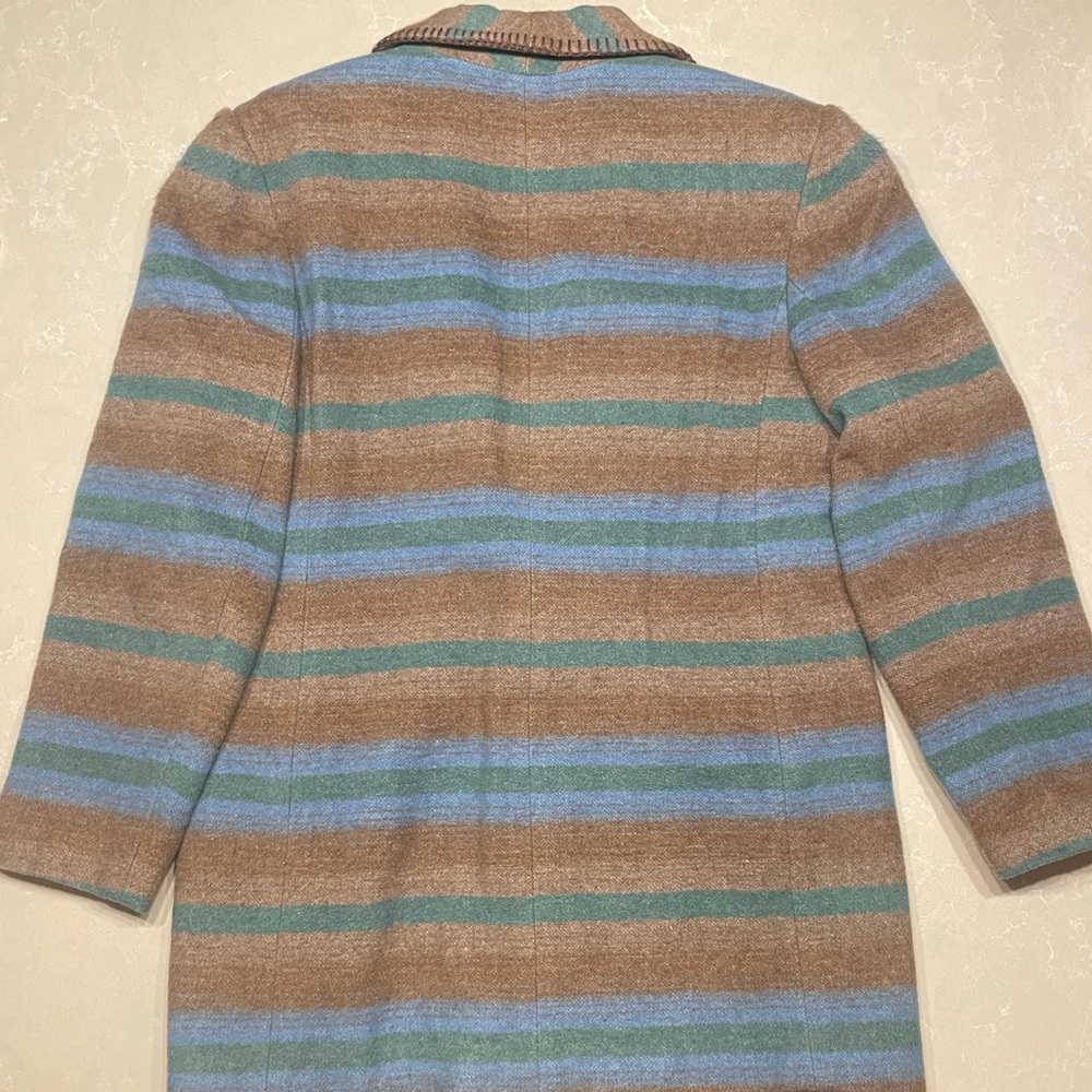 VTG Casual Corner Wool Blend Stripe Coat Pendleton Style Southwestern Size 10 - Picture 5 of 7